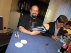 Charles Stross' autograph on an e-book
